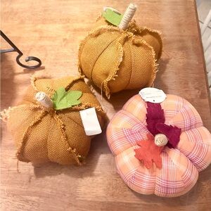 Rustic Orange Fabric Pumpkins Set